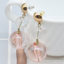 Winter Autumn collection epoxy glass bead drop ear rings for women resin transparent round ball earrings